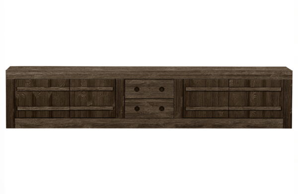 BEPUREHOME Collection TV-bord, m. 4 låge og 2 skuffer - sortjord fyrretræ