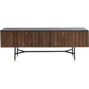 KARE DESIGN Apiano TV-bord, m 3 låger - brun akacietræfiner, sort marmor og stål (150x40)