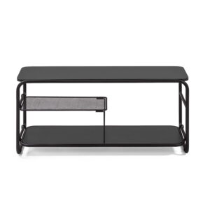 LAFORMA rektangulær Academy TV-bord m. 2 hylder - sort melamin og stål (98x46)
