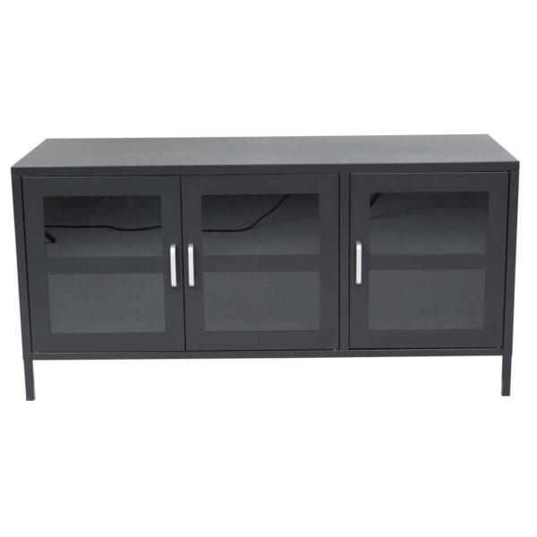 VENTURE DESIGN Acero TV-bord/skænk, m. 3 låger og 2 hylder - sort stål