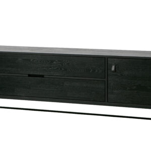 WOOOD EXCLUSIVE Silas TV-bord, m. 1 låge, 1 hylde, 2 skuffer - sort Blacknight børstet asketræ