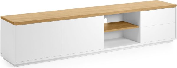 Abilen, TV-bord, moderne, nordisk by Kave Home (H: 44 cm. B: 200 cm. L: 36 cm., Hvid/Natur)