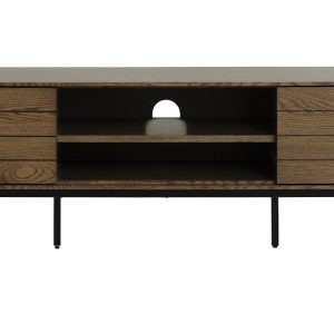 Modica, TV-bord, B180 cm, egetræ by Unique Furniture (H: 51 cm. x B: 180 cm. x D: 40 cm., Brun/Sort)