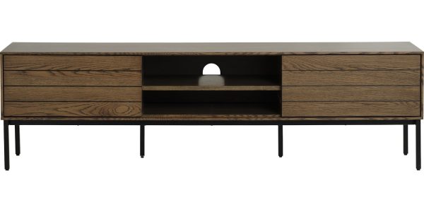 Modica, TV-bord, B180 cm, egetræ by Unique Furniture (H: 51 cm. x B: 180 cm. x D: 40 cm., Brun/Sort)