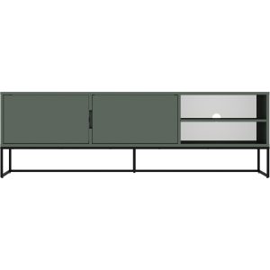 TENZO Lipp TV-bord, m. 2 låger og 3 hylder - misty grøn spånplade og sort metal