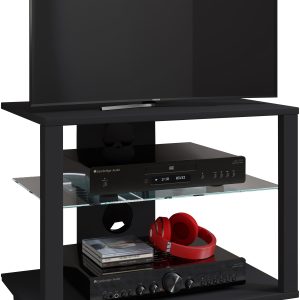 TV-bord med hjul, h. 45 x b. 60 x d. 41 cm, sort