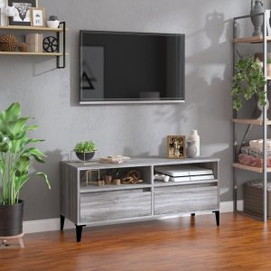 Tv-bord 100x34,5x44,5 cm konstrueret træ grå sonoma-eg