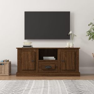 Tv-bord 100x35,5x45 cm konstrueret træ brun egetræsfarve