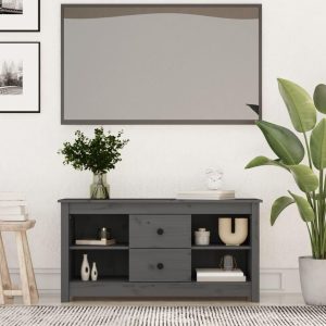 Tv-bord 103x36,5x52 cm massivt fyrretræ grå