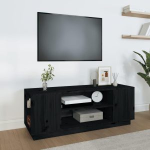 Tv-bord 110x35x40,5 cm massivt fyrretræ sort