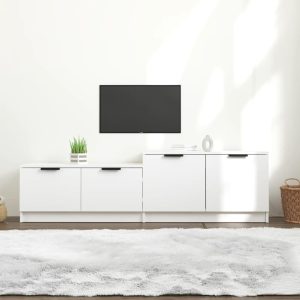 Tv-bord 158,5x36x45 cm konstrueret træ hvid