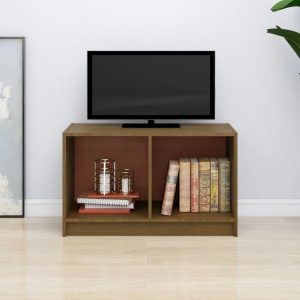 Tv-bord 70x33x42 cm massivt fyrretræ gyldenbrun
