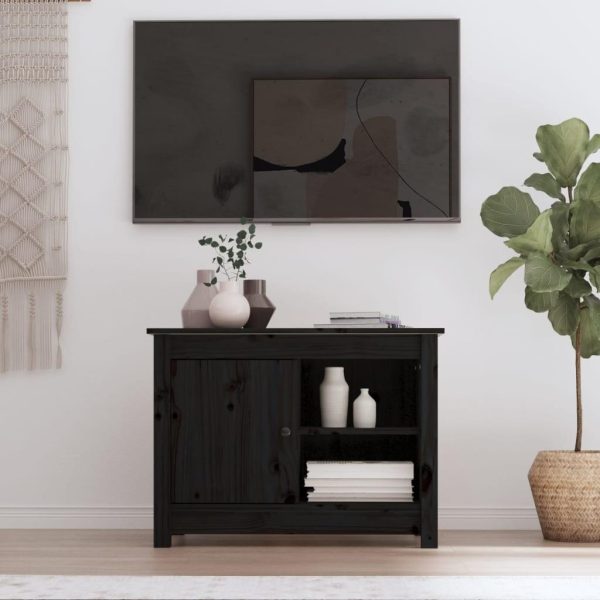 Tv-bord 70x36,5x52 cm massivt fyrretræ sort