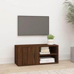 Tv-bord 80x31,5x36 cm konstrueret træ brun egetræsfarve