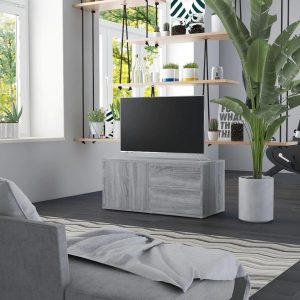 Tv-bord 80x34x36 cm konstrueret træ grå sonoma-eg