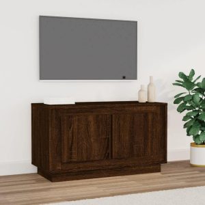 Tv-bord 80x35x45 cm konstrueret træ brun egetræsfarve