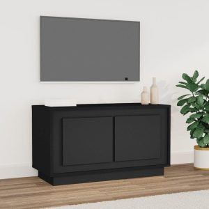 Tv-bord 80x35x45 cm konstrueret træ sort