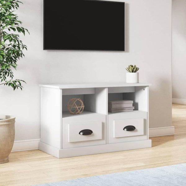 Tv-bord 80x35x50 cm konstrueret træ hvid