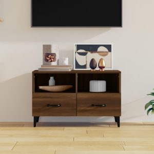 Tv-bord 80x36x50 cm konstrueret træ brun egetræsfarve