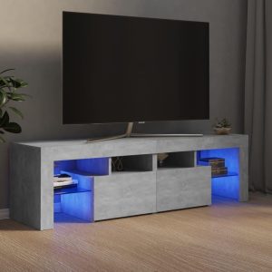 Tv-bord med LED-lys 140x36,5x40 cm betongrå