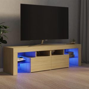 Tv-bord med LED-lys 140x36,5x40 cm sonoma-eg