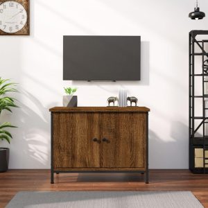 Tv-bord med låger 60x35x45 cm konstrueret træ brun egetræsfarve