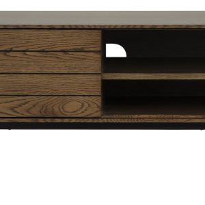 Modica, TV-bord, B120 cm, egetræ by Unique Furniture (H: 51 cm. x B: 120 cm. x D: 40 cm., Brun/Sort)