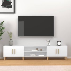 Tv-bord 180x31,5x40 cm konstrueret træ hvid