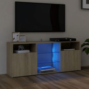 Tv-bord med LED-lys 120x30x50 cm sonoma-eg