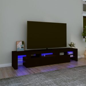 Tv-bord med LED-lys sort 200x36,5x40 cm
