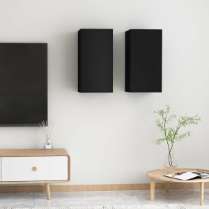 Tv-borde 2 stk. 30,5x30x60 cm konstrueret træ sort