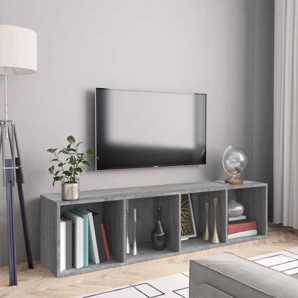 Bogreol/tv-bord 143x30x36 cm konstrueret træ grå sonoma-eg