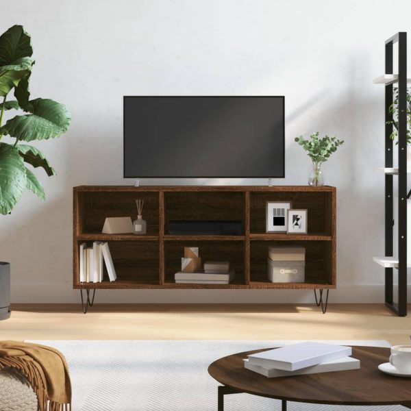 Tv-bord 103,5x30x50 cm konstrueret træ brun egetræsfarve