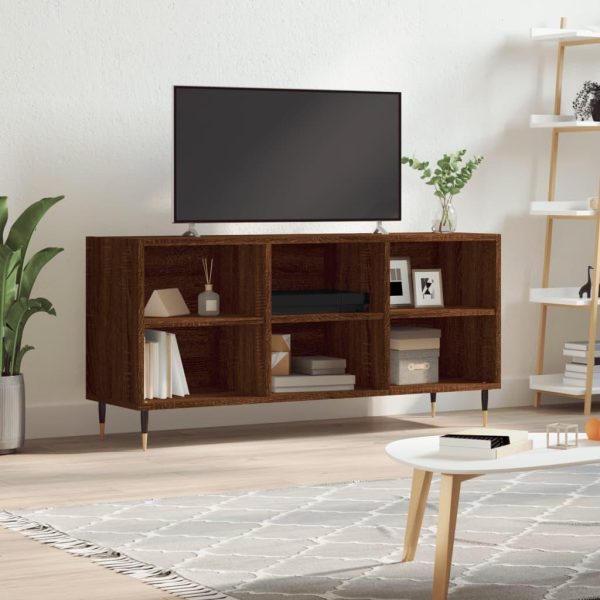Tv-bord 103,5x30x50 cm konstrueret træ brun egetræsfarve