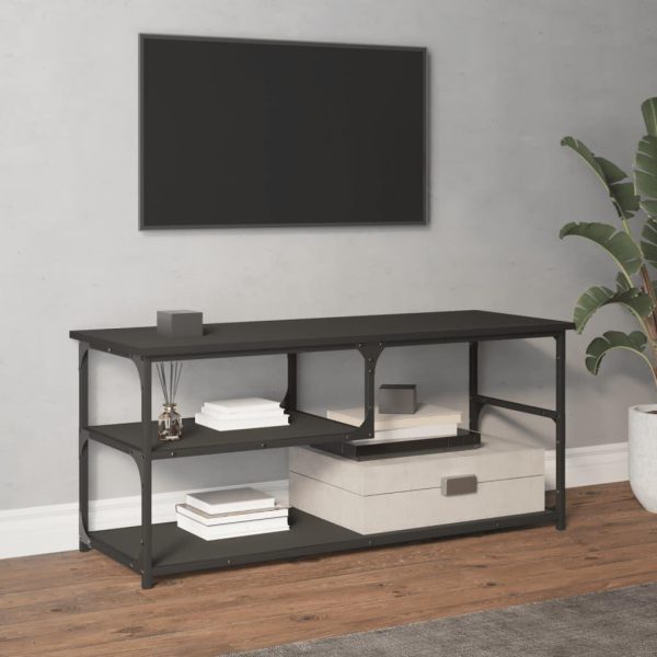 Tv-bord 103x38x46,5 cm konstrueret træ og stål sort