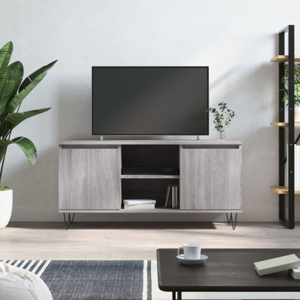 Tv-bord 104x35x50 cm konstrueret træ grå sonoma-eg