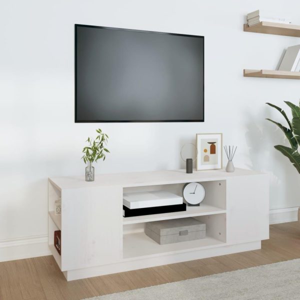 Tv-bord 110x35x40,5 cm massivt fyrretræ hvid