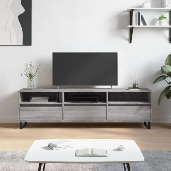 Tv-bord 150x30x44,5 cm konstrueret træ grå sonoma-eg