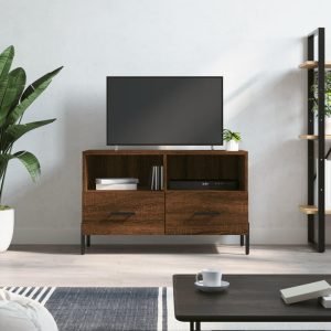 Tv-bord 80x36x50 cm konstrueret træ brun egetræsfarve
