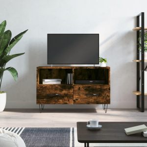 Tv-bord 80x36x50 cm konstrueret træ røget egetræsfarve