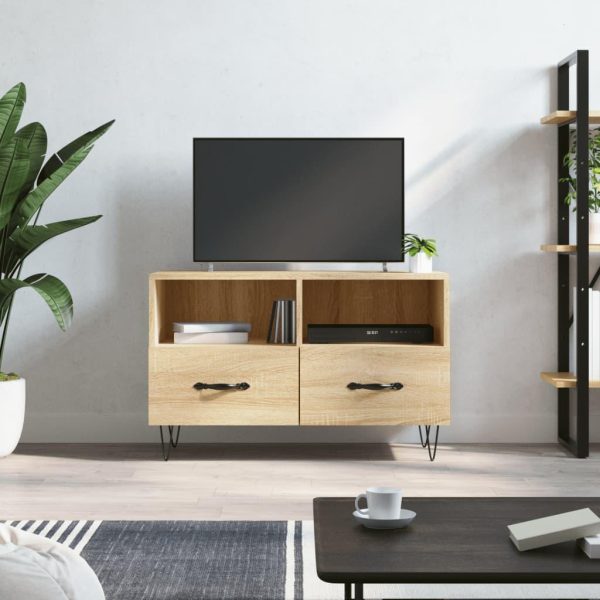 Tv-bord 80x36x50 cm konstrueret træ sonoma-eg