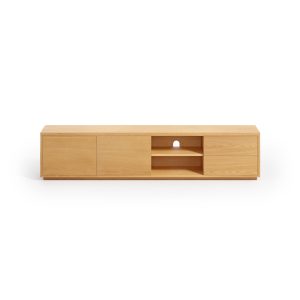 LAFORMA Abilen TV-bord, m. 2 låger, 2 skuffer og 3 hylder - natur egetræsfinér (200x36)