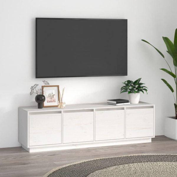 Tv-bord 156x37x45 cm massivt fyrretræ hvid