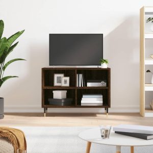 Tv-bord 69,5x30x50 cm konstrueret træ brun egetræsfarve
