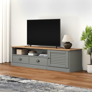 Tv-bord VIGO 156x40x40 cm massivt fyrretræ grå