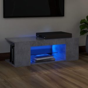 Tv-bord med LED-lys 90x39x30 cm betongrå