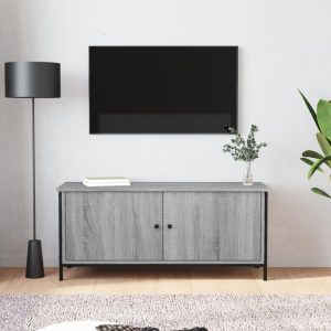 Tv-bord med låger 102x35x45 cm konstrueret træ grå sonoma-eg